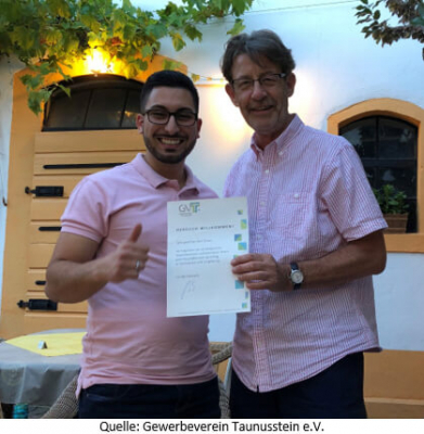 Juli 2018: Der Gewerbeverein Taunusstein begrüßt die Versicherungsagentur Ercan